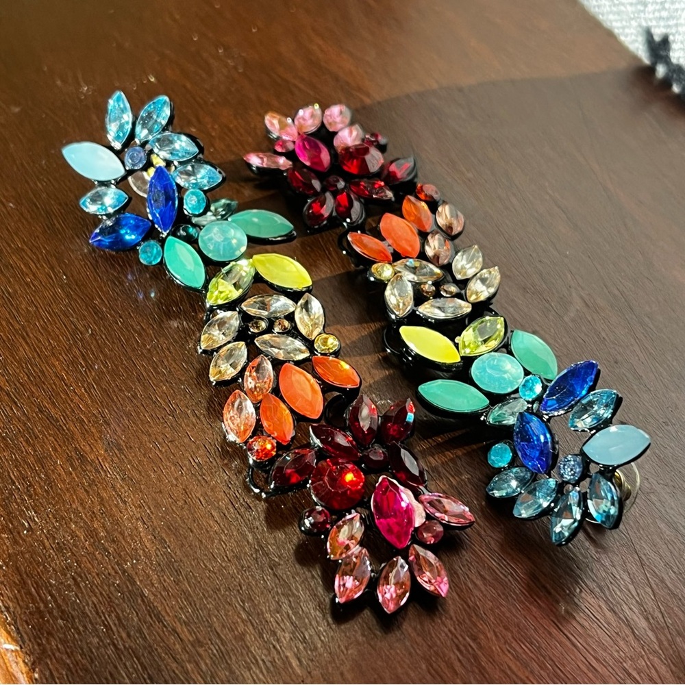 Rainbow Ombre Rhinestone Drop Earrings